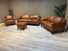 John Lewis BAILEY Style Leather 3 + 2 Seater Sofas, Armchair + Stool - RRP £4648