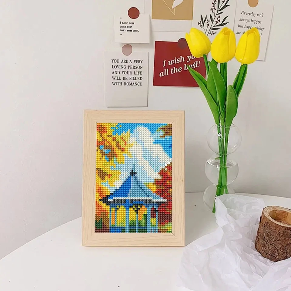 Diamantmalerei Landschaft Windmühle Haus Berg Leuchtturm DIY rund - Bild 4 von 4