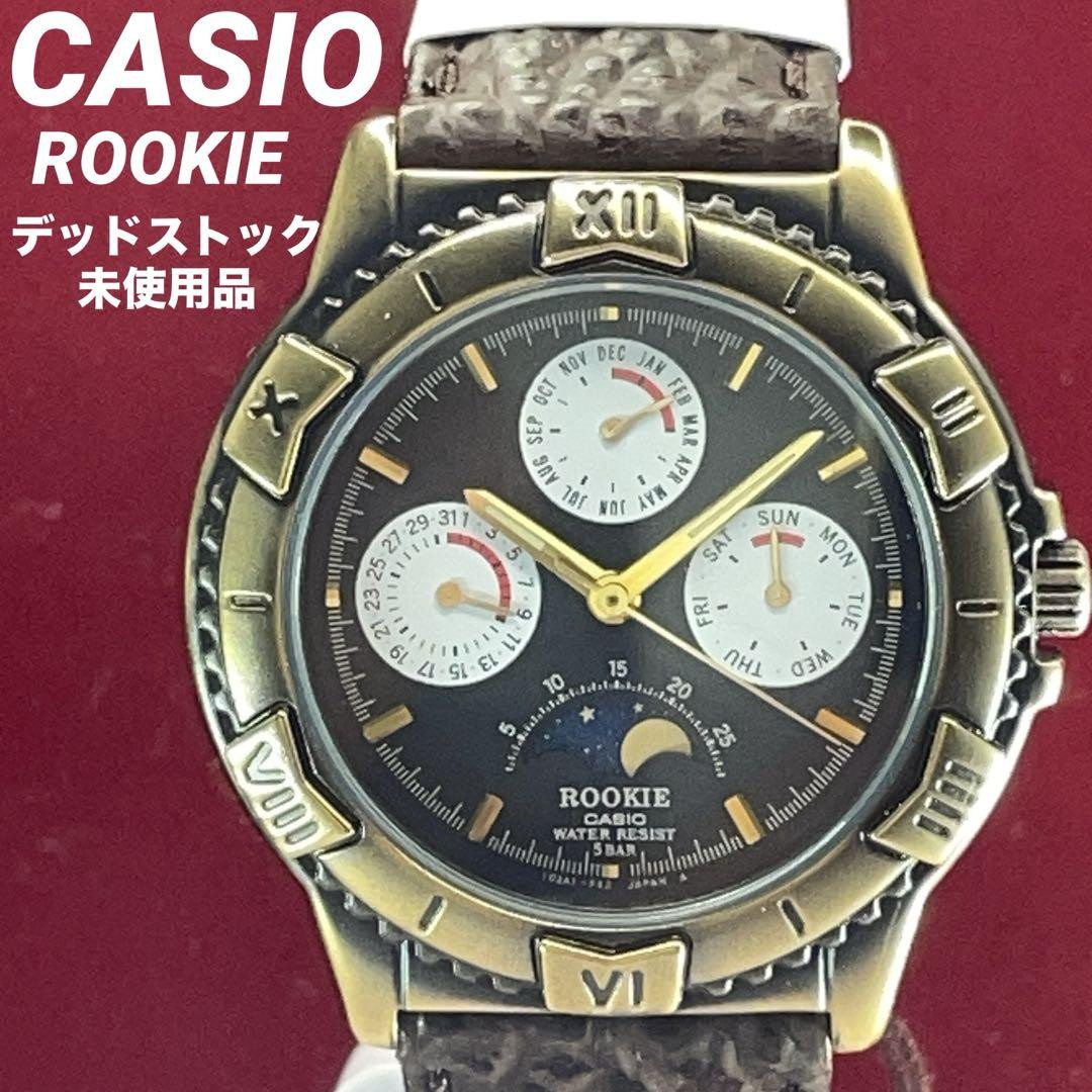 CASIO ROOKIE MOON PHASE MEN'S WRISTWATCH VINTAGE ROUND FACE CASIO ROOKIE MOON PHASE MEN'S WRISTWATCH VINTAGE ROUND FACE