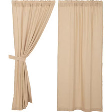 Burlap 36 In. W X 63 In. L Vintage Tan Cotton Light Filtering Rod Pocket Farmhou