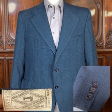 1960s Sears Sport Coat Blazer Mens 42R Blue Plaid Half Lined