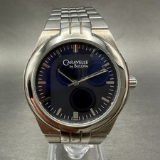 Bulova Caravelle Watch Men 38mm Blue Dial Silver Tone Round 43A04 New Battery