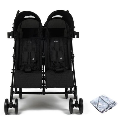 Puggle Litemax Doppelkinderwagen mit Regenschutz leicht kompakt schwarz