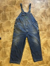 Key Imperial Mens Blue Denim Bib Overalls 48x29 Hemmed