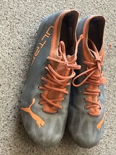 Puma Ultra 1.4 Fg Ag Silver Neon Citrus Soccer Cleats Size 7.5 Eur 40 Used