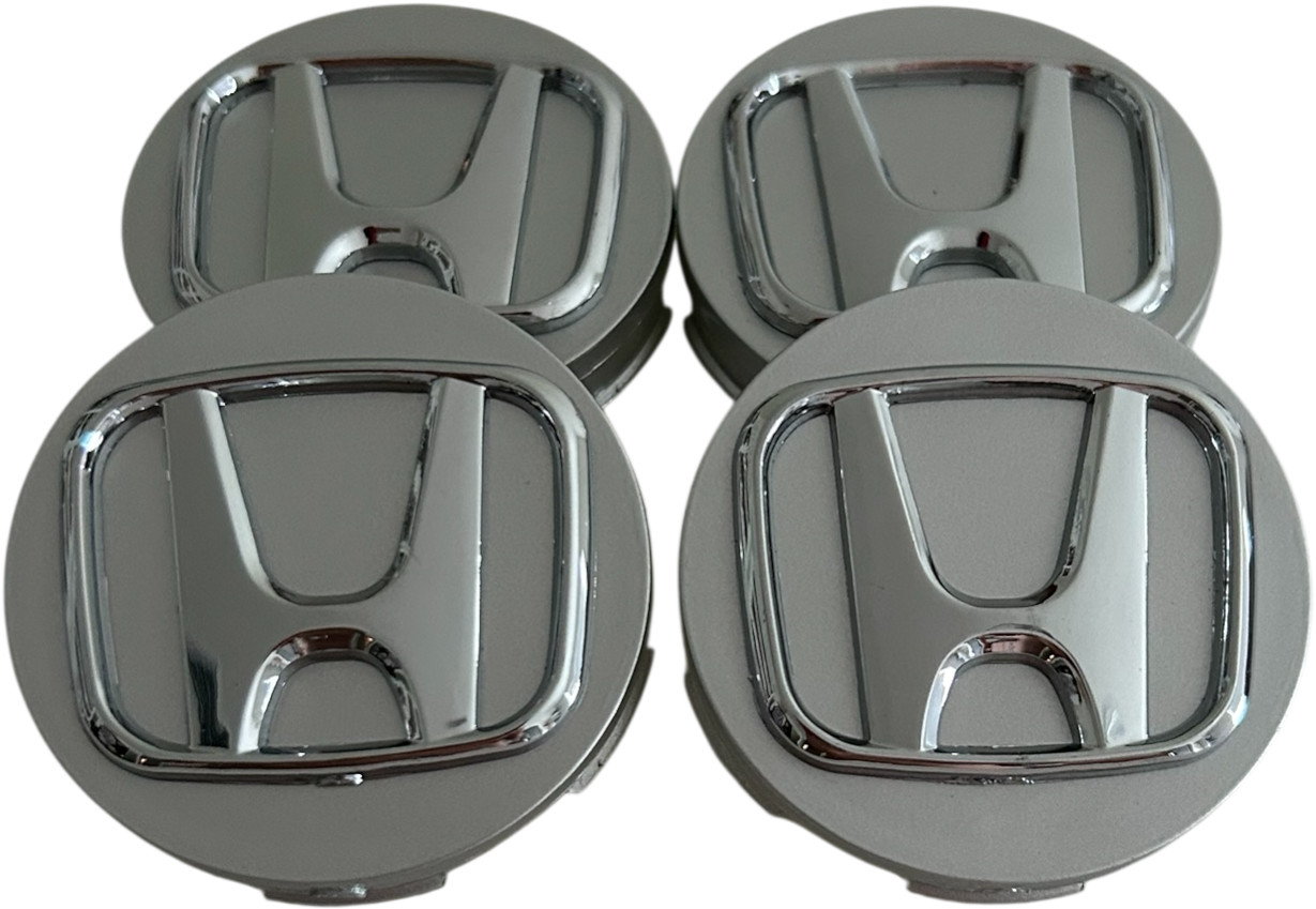 Honda Wheel Center Silver Caps Chrome Logo Hubcaps 2.25 inch (Set of 4PCS)