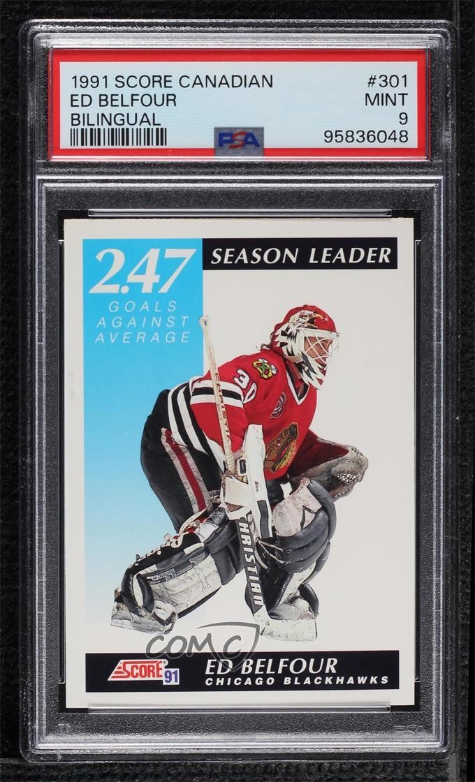 1991-92 Score Canadian Season Leader Bilingual Ed Belfour #301 HOF 09dw