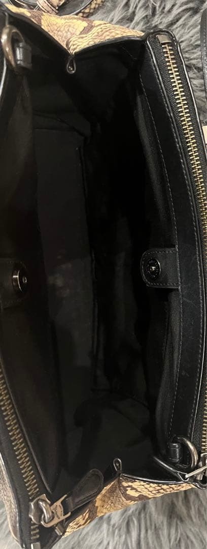 COACH Python Leather Medium Shoulder Bag Black La… - image 3