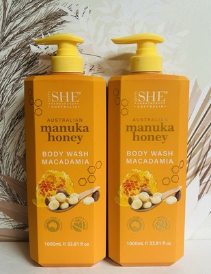 2-Pack Om She ~ Australian Manuka Honey Body Wash w/ Macadamia Oil 33.8 fl oz