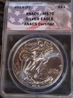 2016 (P) $1 Silver Eagle ANACS MS70 STRUCK AT PHILADELPHIA MINT - RARE LABEL