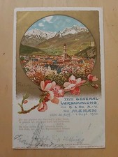 1901 Alpenverein Generalversammlung Meran Postkarte Litho Merano
