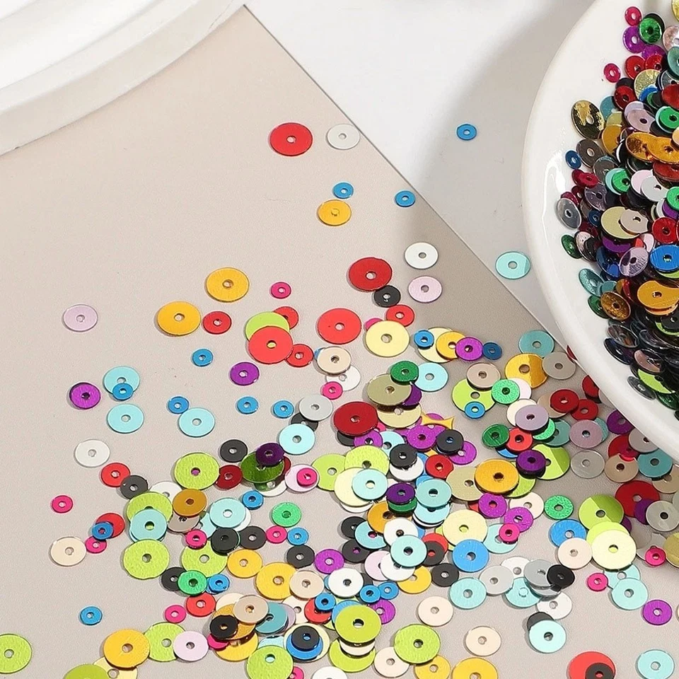 1720x PVC Flat Metallic Shiny Round Loose Sequins Clothes Sewing Wedding 5mm+6mm - Image 3 of 4