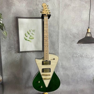 Left Handed Green Electric Guitar Solid Basswood Body HH Pickups Maple Fretboard
