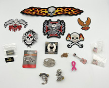 Lot Of 18 Vintage Harley Davidson Biker Pins Patches plus more
