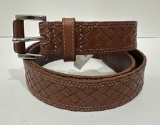 GAP Women s Genuine Cow Leather Woven Belt - Saddle Brown - Size M - Hardly Worn