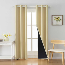 100 Blackout Curtain 2 Panels Set,Thermal Insulated Window Drapes for Bedroom,F