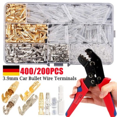 400-Tlg Set 3,9mm Bullet Kabelschuhe Messing Steckverbinder für Auto Motorrad