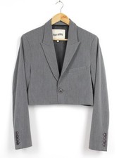 Djerf Avenue Gray Cropped Blazer Jacket, Size S