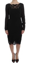 Dolce & Gabbana Black Silk Stretch Sheath Women's Dress Authentic