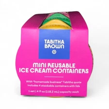 Tabitha Brown x Target Mini Reusable Ice Cream Containers – 4 Pack 4oz Stackable