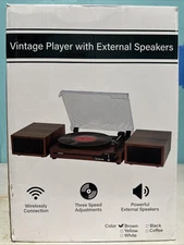 Udreamer Vinyl Record Player with Speakers,Bluetooth Portable Turntable BRANDNEW