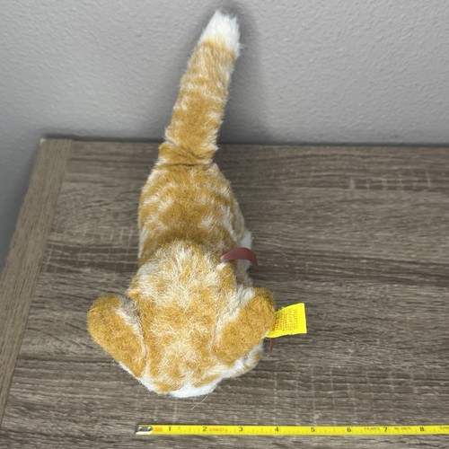 De colección Steiff Peluche Lizzy Cat 2728/17 Naranja Tabby Latón Etiqueta En Oreja Arco Rosa - Imagen 14 de 15