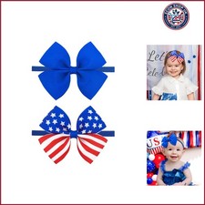 4th of July Baby Bows for Girls Patriotic Headband American Flag Star Bow Hai...