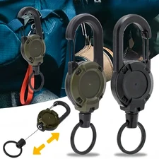 Retractable Heavy-Duty Carabiner Keychain (2Pcs)Sturdy Key Chain with Extendable