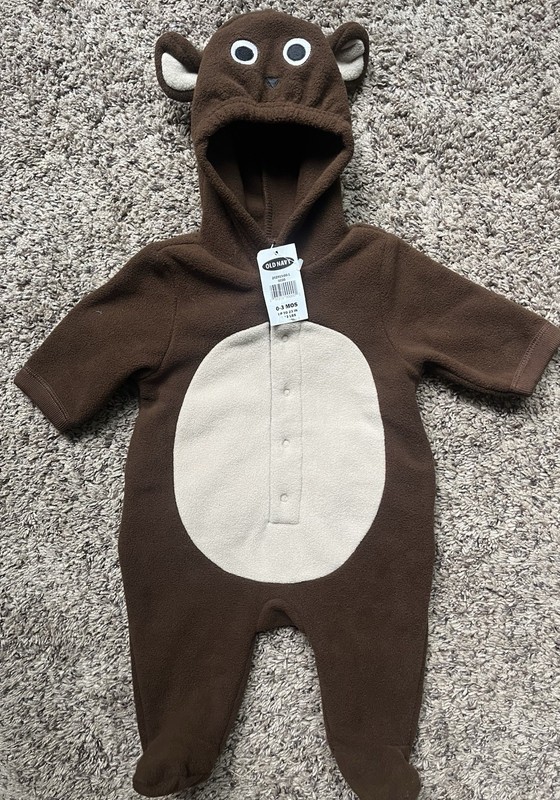 NWT Baby Little Brown Bear Halloween Costume 0-3 months Fleece Warm Hooded NEW!