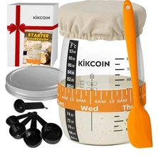 Kikcoin Sourdough Starter Kit Jar, Thermometer, Sourdough Bread Baking Supplies 
