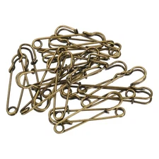 20 Pcs Safety Pins for Clothing Knitting Sewing Bronze Tone 1.5-Inch