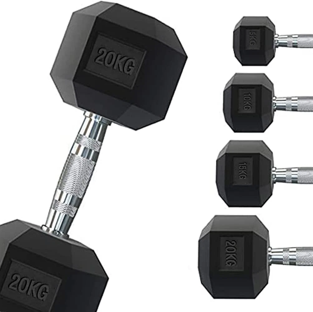 Professional Rubberised Hexagonal Dumbbell from 1 to 50kg | Weightlifting in...