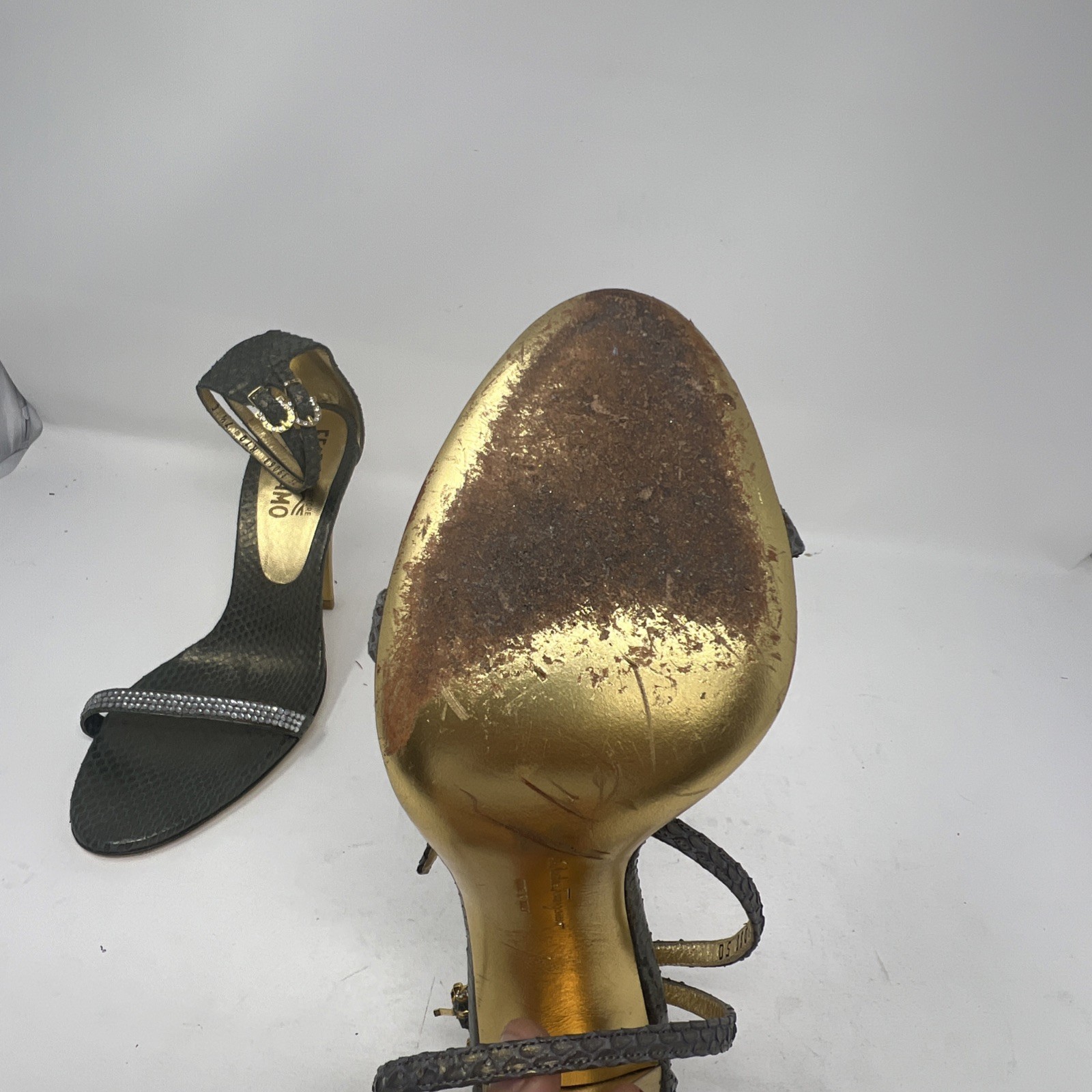 Salvatore Ferragamo Python Ankle Strap Sandals Si… - image 10