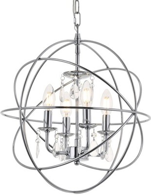 Elegant Lighting LD5055D16 Wallace 4 Light 16''W Crystal Pendant - Chrome