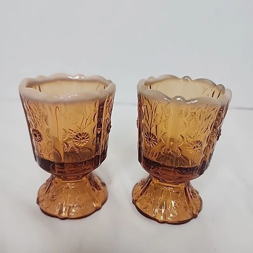 Vintage Amber Fenton Opalescent Footed Toothpick Candle Holder