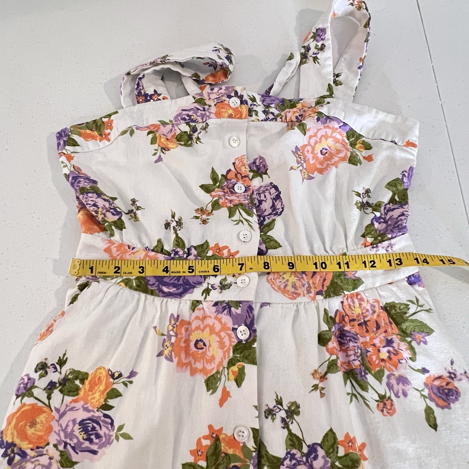 FRNCH Ammi Rose Print Midi Dress Fit & Flare Linen Blend Tie Belt Women Size M