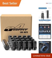 20pcs Black Steel Lug Nuts 12x1.5 Conical Seat Tuner For Aftermarket Wheels
