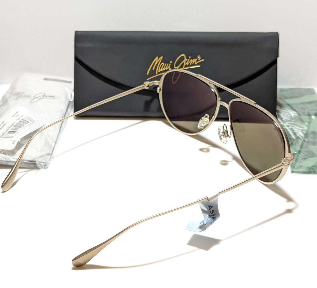 NEW Maui Jim Shallows Aviator Satin Gold Polarized HCL 
