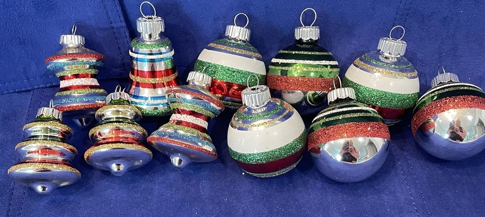 Christopher Radko Brillante Brite Lote de 11 Adornos de Navidad de Vidrio Diseño Años 40 Foto 2 de 4