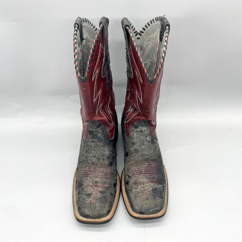 Ariat Womens 7.5B Cowboy Boots Ruby Red Distressed Leather Western Square Toe - Image 3 of 4