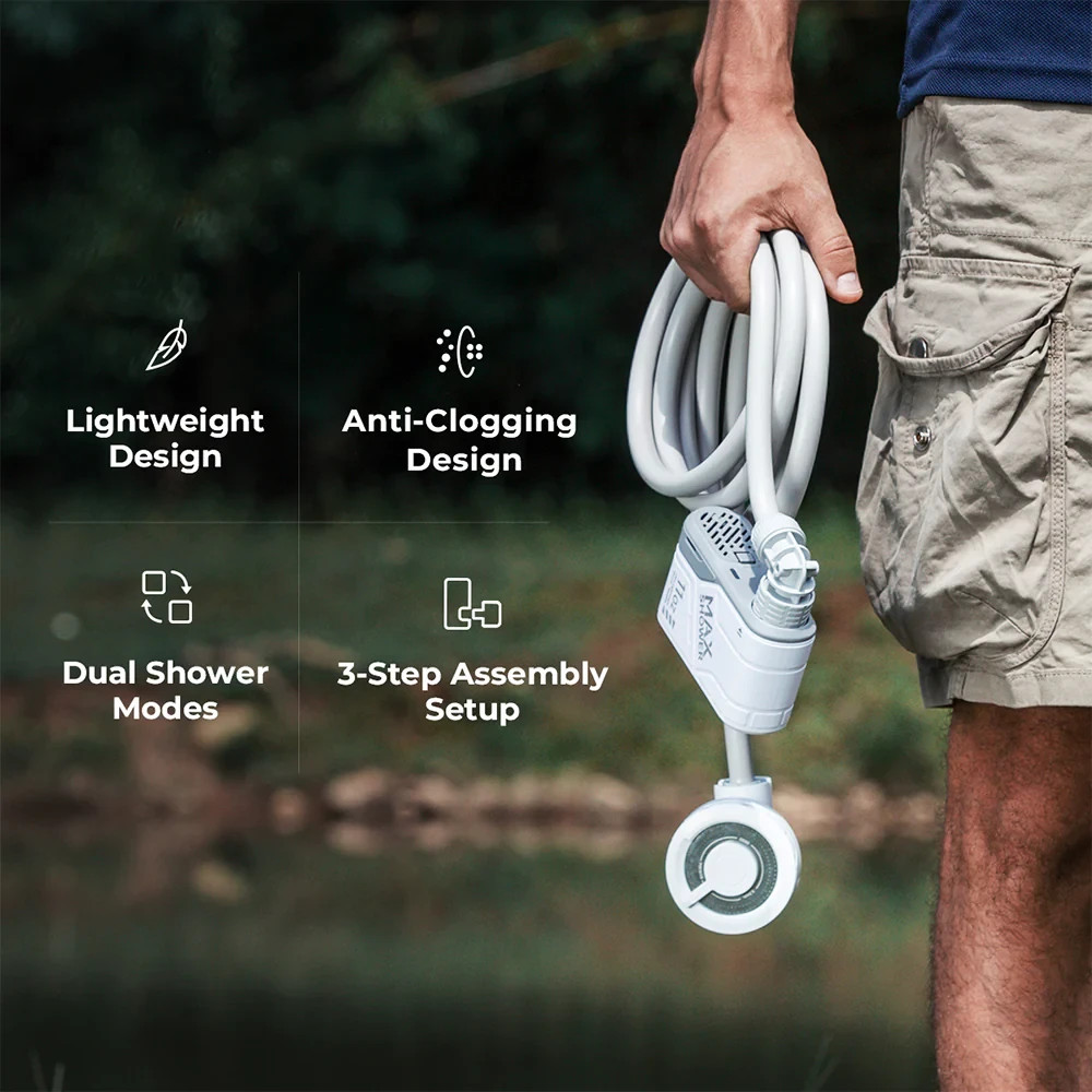 FLEXTAIL - Max Ducha Ultraligera Recargable Instantánea Exterior Ducha