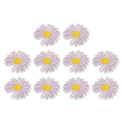 Flower Embroidered Patches, 10Pcs Applique Repair Patch, Purple 1.46''Lx1.42'' W