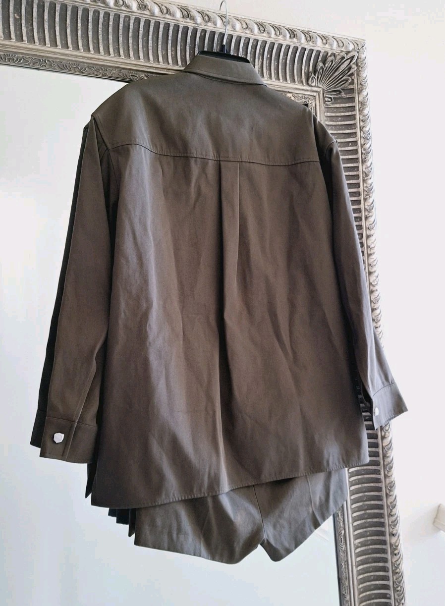 ALEXANDER WANG  Pleated Long Sleeve Romper Skort Playsuit US 8 Khaki Org $749 image 7