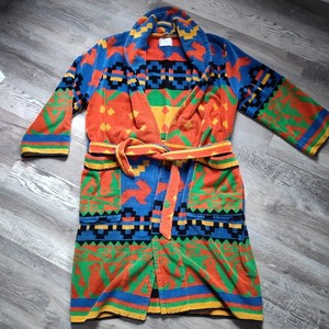 Vintage Cypress Juana Berner Aztec Southwestern Terry Cotton Robe Bathrobe