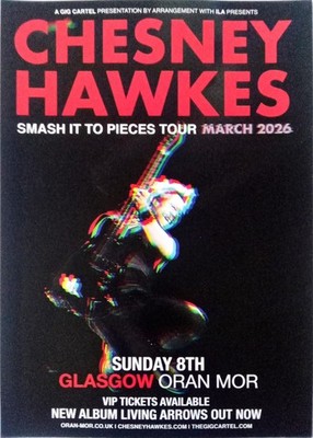 Chesney Hawkes 8th March 2026 Glasgow Oran Mor Tour New Promotional Promo Flyer