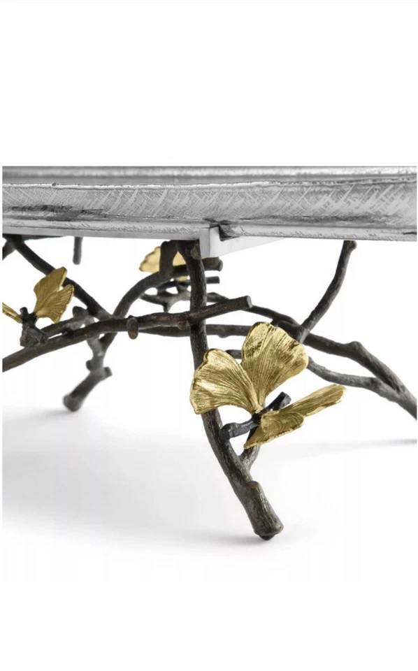 Bandeja Centro de mesa Michael Aram Butterfly Ginkgo Collection con patas totalmente nueva Foto 3 de 4