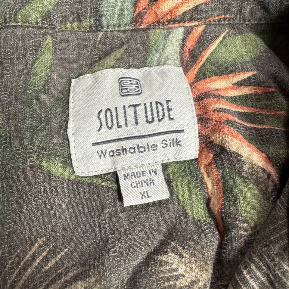 Мужская гавайская рубашка Solitude на пуговицах моющаяся %100 шелк цветочный узор XL зеленая повседневная - Изображение 2 из 4