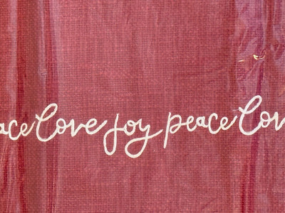 NEW Pottery Barn Love Joy Peace Embroidered Lumbar Pillow Cover | Cardinal Red