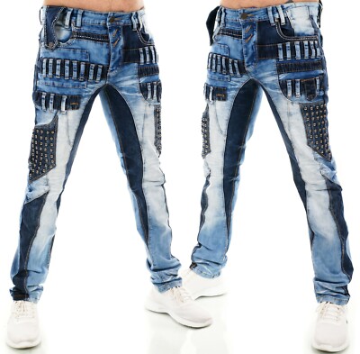 8818 HIGHNESS Herren Jeans Hose Loose Fit Men´s Wear Denim Nieten W29-W38
