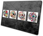 Illustration Floral Skulls Abstract   CANVAS WALL ART Picture Print VA